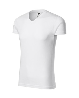 Koszulka męska 100% bawełna t-shirt SLIM FIT V-NECK 146 kolor biały