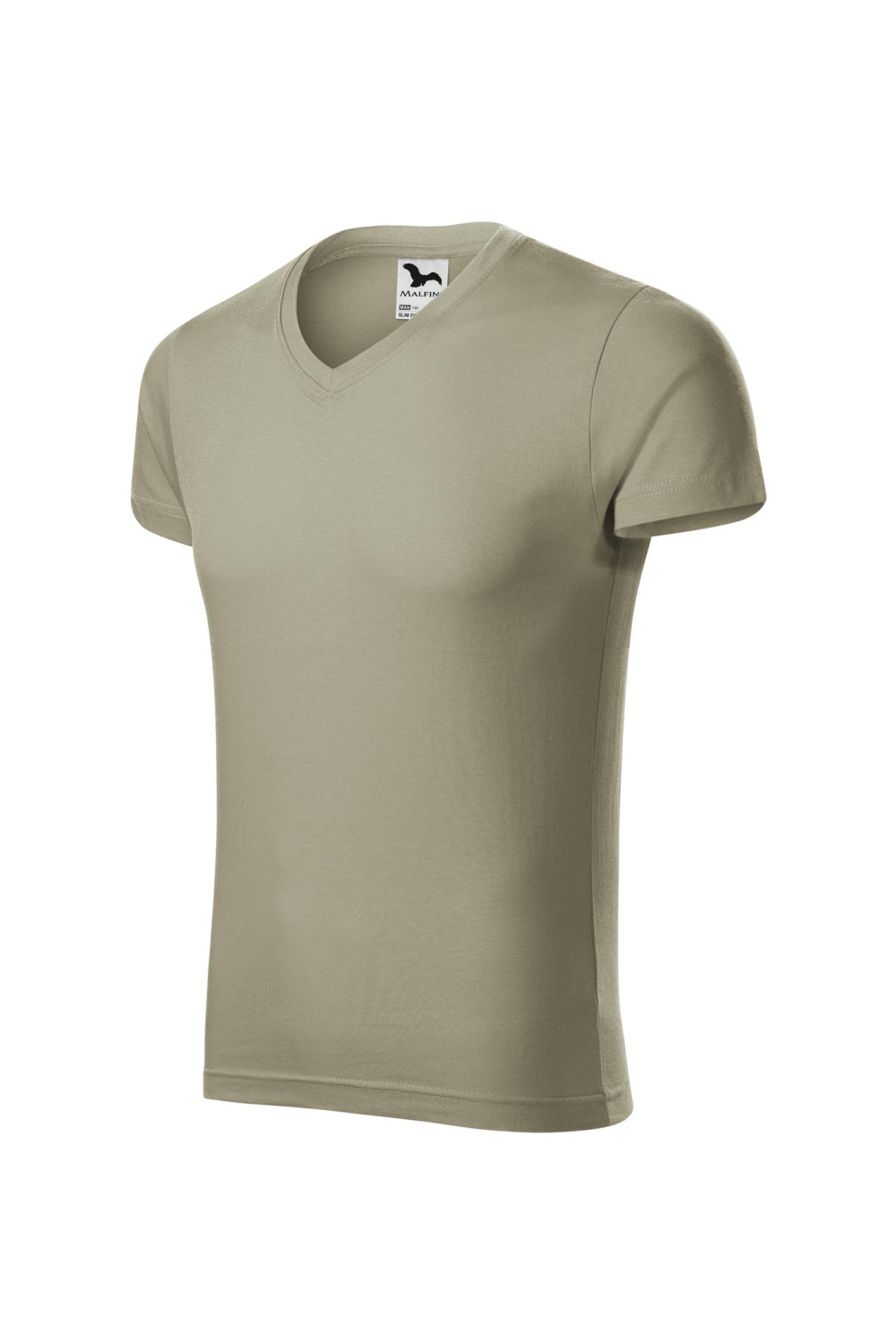 Koszulka męska 100% bawełna t-shirt SLIM FIT V-NECK 146 kolor jasny khaki