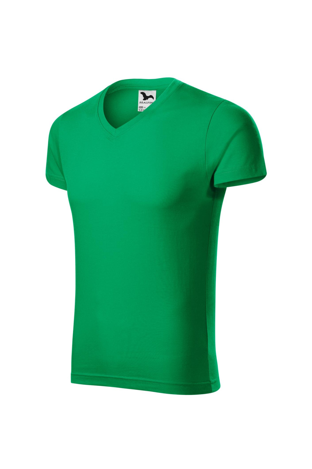 Koszulka męska 100% bawełna t-shirt SLIM FIT V-NECK 146 kolor zieleń trawy