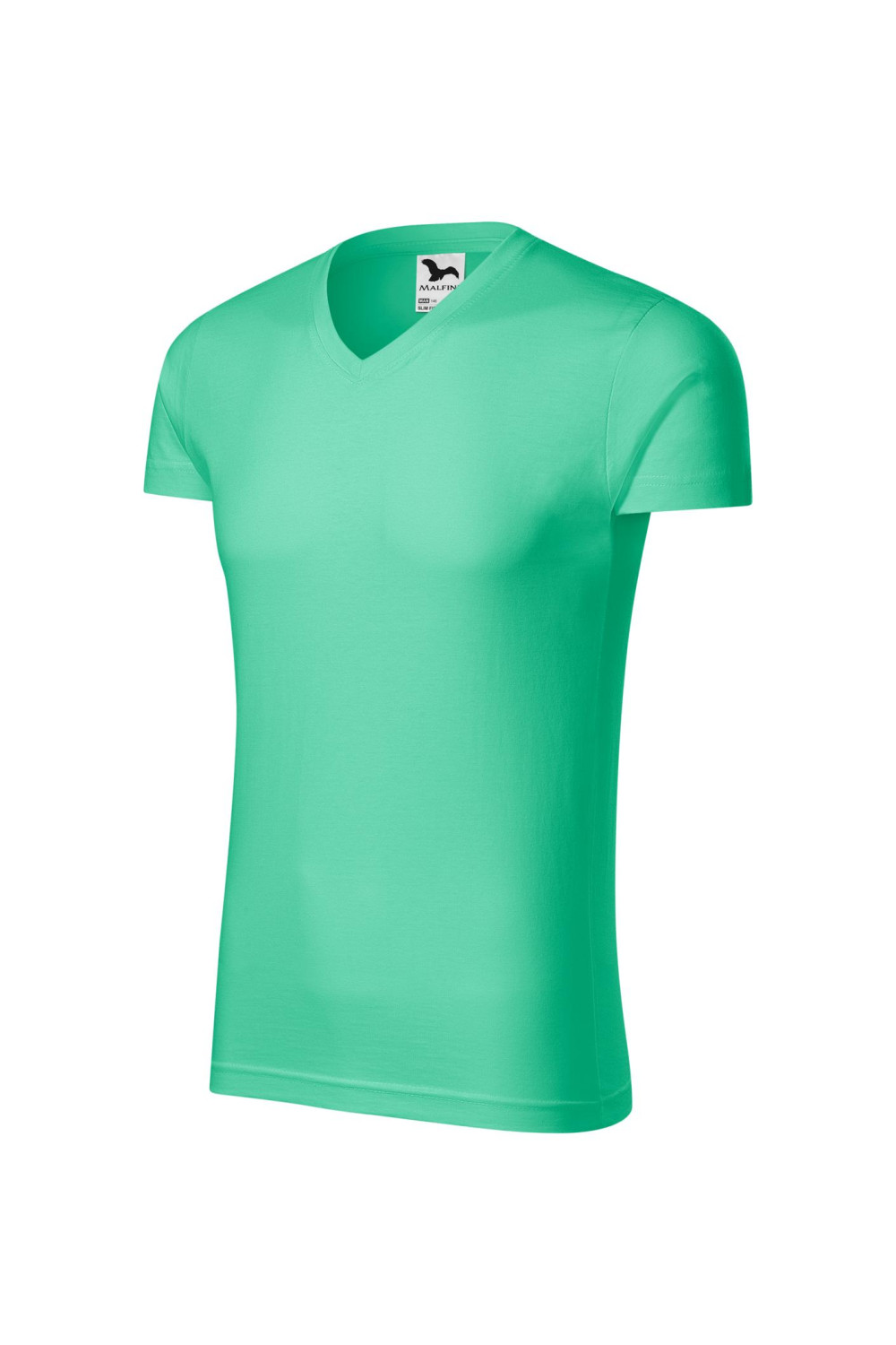Koszulka męska 100% bawełna t-shirt SLIM FIT V-NECK 146 kolor miętowy