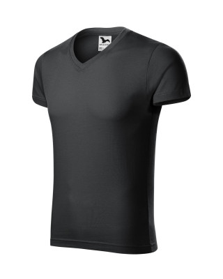 Koszulka męska 100% bawełna t-shirt SLIM FIT V-NECK 146 kolor ebony gray