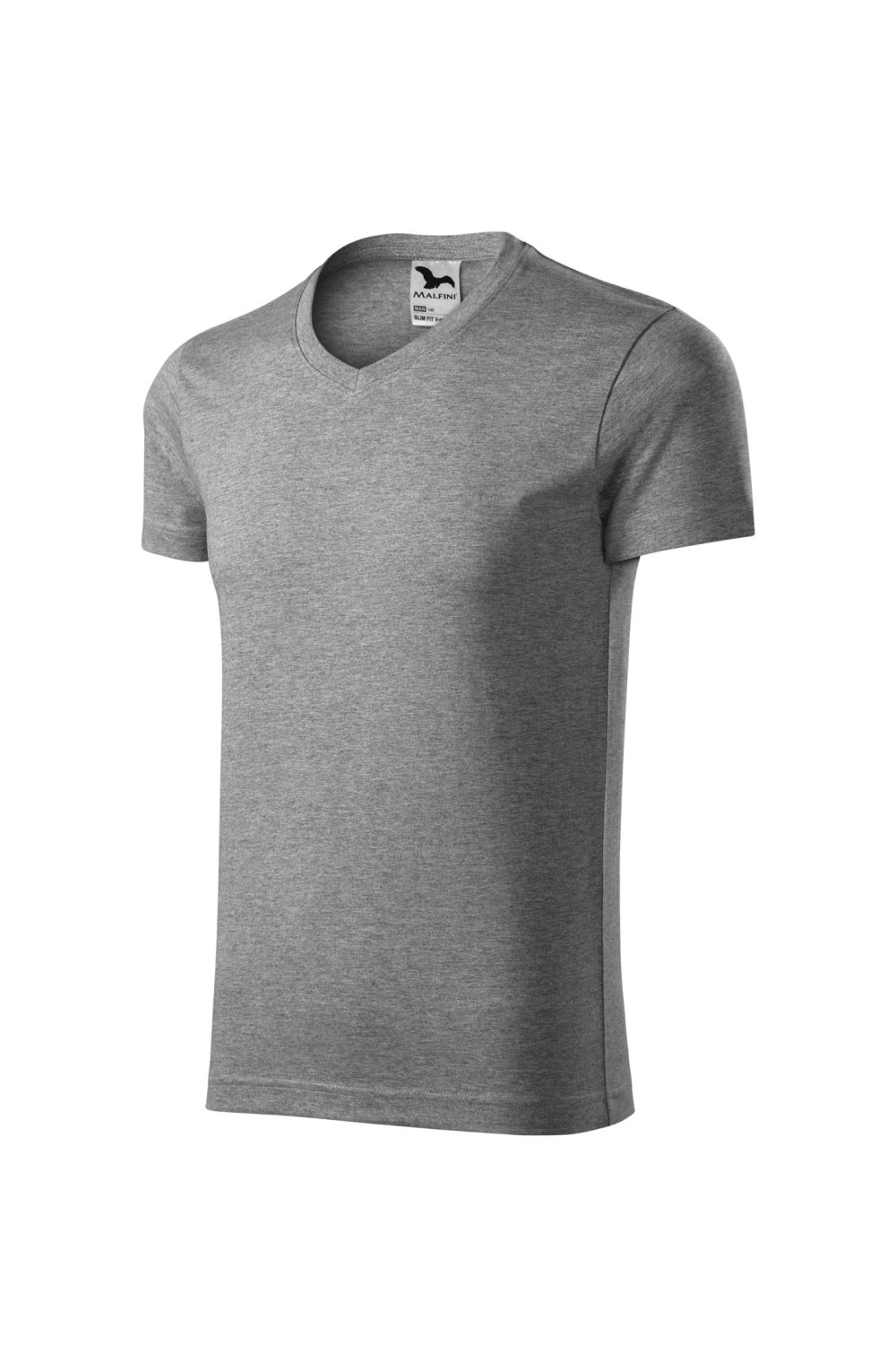 Koszulka męska 100% bawełna t-shirt SLIM FIT V-NECK 146 kolor ciemnoszary melanż