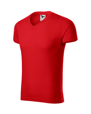 Koszulka męska 100% bawełna t-shirt SLIM FIT V-NECK 146 kolor czerwony