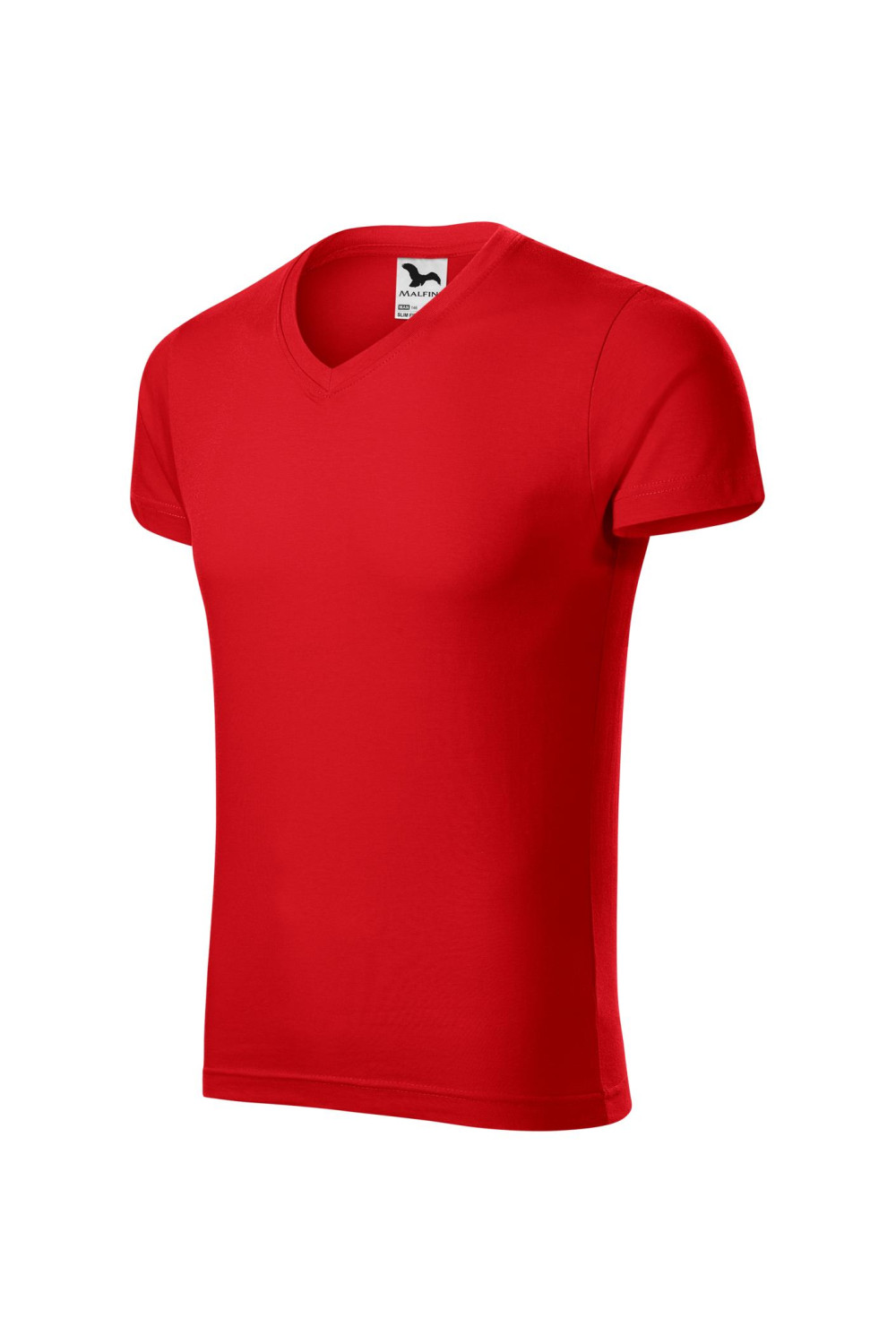 Koszulka męska 100% bawełna t-shirt SLIM FIT V-NECK 146 kolor czerwony