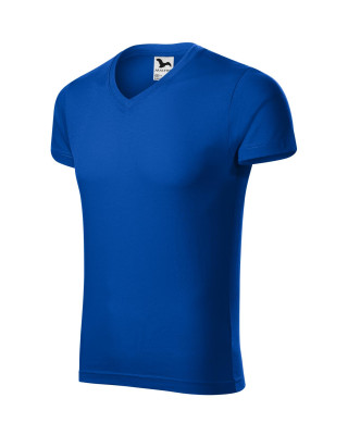 Koszulka męska 100% bawełna t-shirt SLIM FIT V-NECK 146 kolor chabrowy