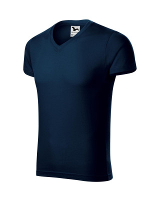 Koszulka męska 100% bawełna t-shirt SLIM FIT V-NECK 146 kolor granatowy