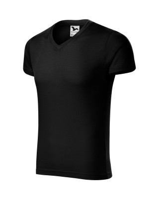 Koszulka męska 100% bawełna t-shirt SLIM FIT V-NECK 146 kolor czarny