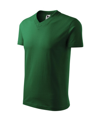 V-NECK 102 MALFINI Koszulka unisex 100% bawełna t-shirt zieleń butelkowa
