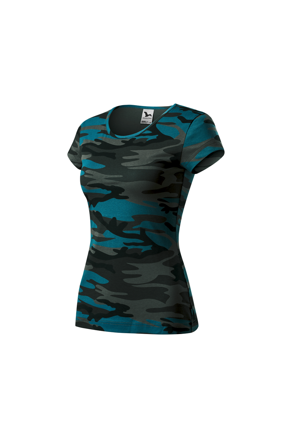 CAMO PURE C22 MALFINI Koszulka damska 100% bawełna t-shirt camouflage petrol