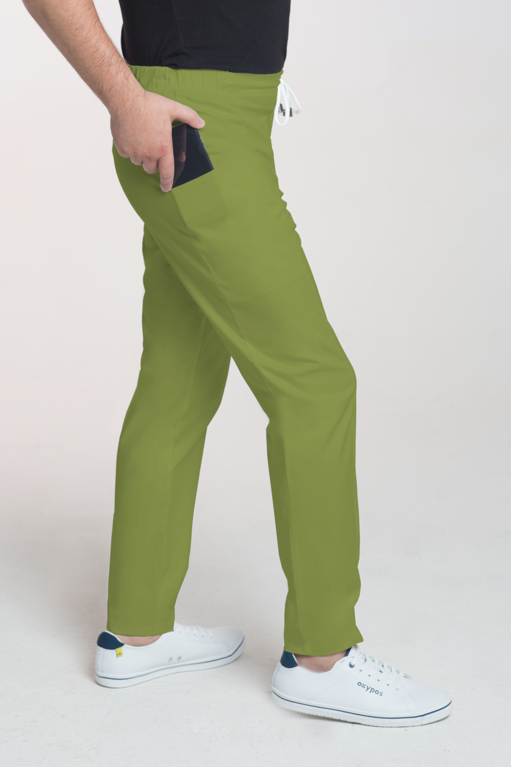 M-201X Elastyczne spodnie medyczne męskie na sznurku khaki