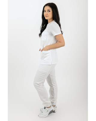 M-390XC Elastyczny scrubs bluza medyczna damska biały