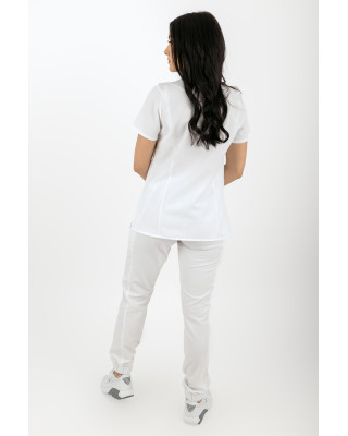 M-200XCG Elastyczne spodnie joggery medyczne damskie scrubsy biały
