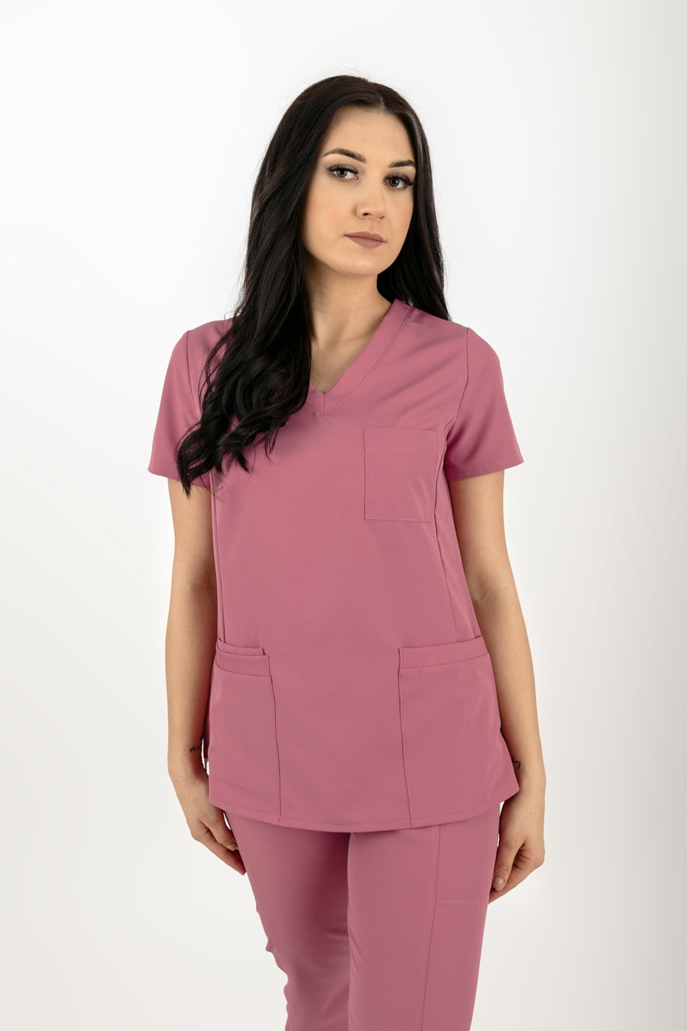 M-390XP Elastyczny scrubs bluza medyczna damska różany