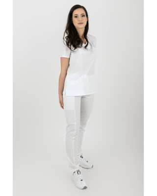 Elastyczne spodnie medyczne damskie / scrubs M-200XC biały