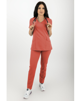 Elastyczna bluza medyczna damska / scrubs M-330XC koral
