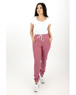 M-200XCG Elastyczne spodnie joggery medyczne damskie scrubsy rożany