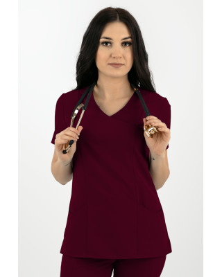 Elastyczna bluza medyczna damska / scrubs M-330XC bordo