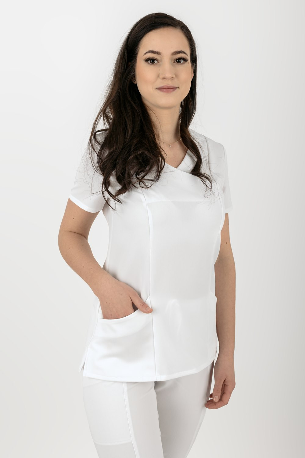 Elastyczna bluza medyczna damska / scrubs M-330XC biały