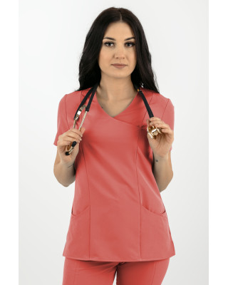 Elastyczna bluza medyczna damska / scrubs M-330XC koral