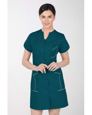 M-310C Fartuch damski medyczny kosmetyczny sukienka medyczna kolor ciemna zieleń