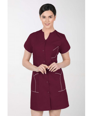 M-310C Fartuch damski medyczny kosmetyczny sukienka medyczna kolor wiśnia