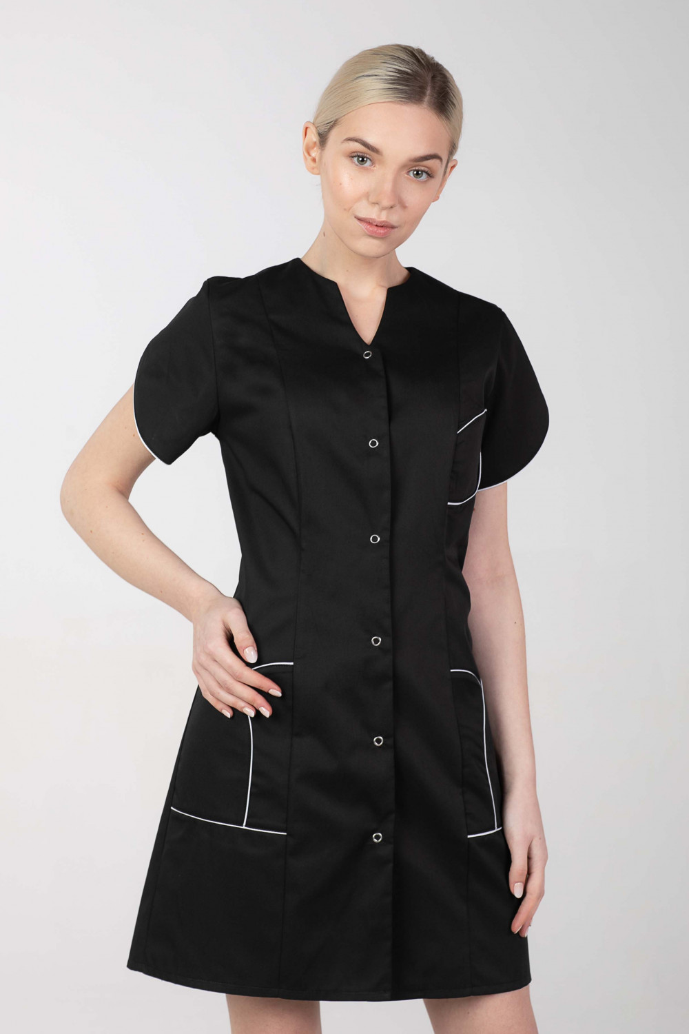 M-310C Fartuch damski medyczny kosmetyczny sukienka medyczna kolor czarny