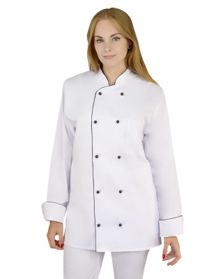 M-314 Bluza kucharska damska biała dwurzędowa na guziki fartuch kucharski