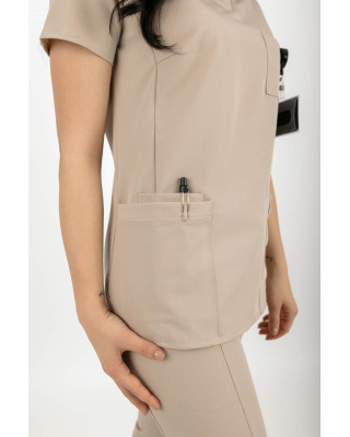 M-390XC Elastyczny scrubs bluza medyczna damska beżowy