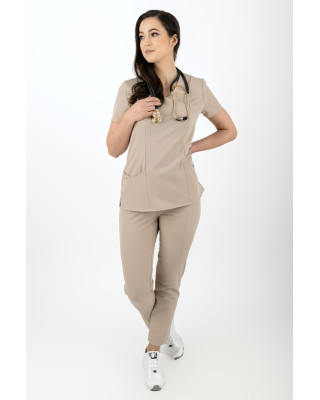 Elastyczne spodnie medyczne damskie / scrubs M-200XP beżowy