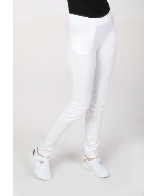 M-100X Spodnie damskie elastyczne kosmetyczne medyczne do pracy kolor biały