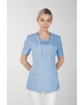 M-054X Elastyczna bluza damska medyczna kosmetyczna fartuch uniform kolor błękit