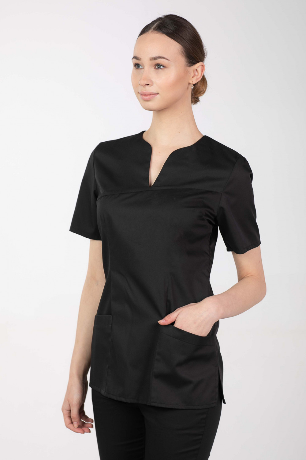 M-323X Bluza damska medyczna elastyczna kosmetyczna kolor czarny