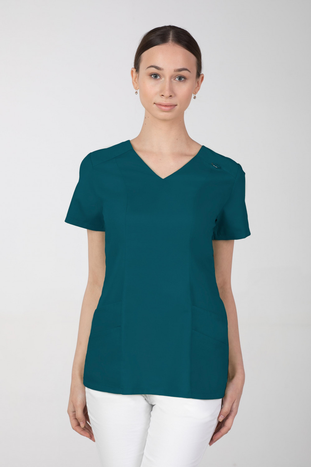 Bluza medyczna damska M-376A 26 kolorów. Ciemny zielony