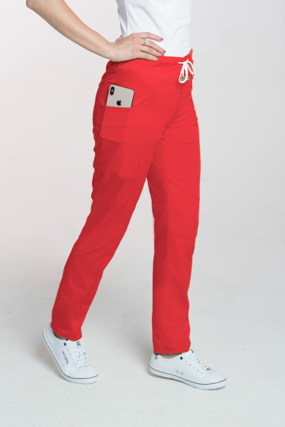 Spodnie kosmetyczne damskie M-200 - czerwone