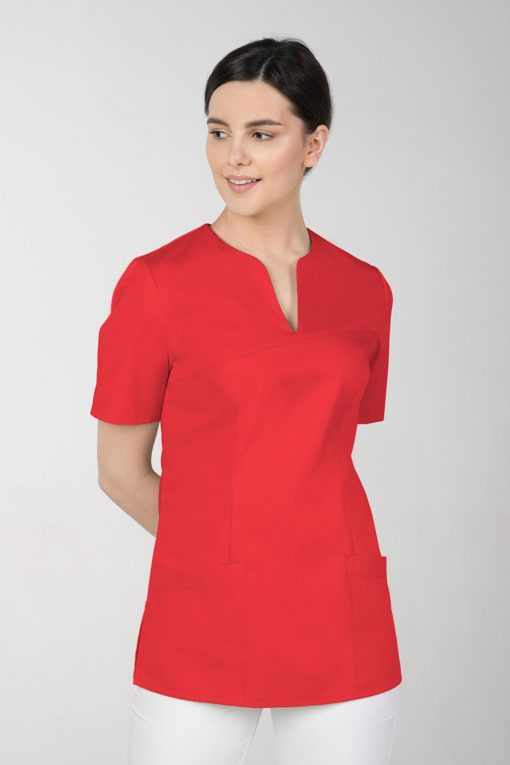 M-323 Bluza medyczna kosmetyczna damska fartuch kolor czerwony