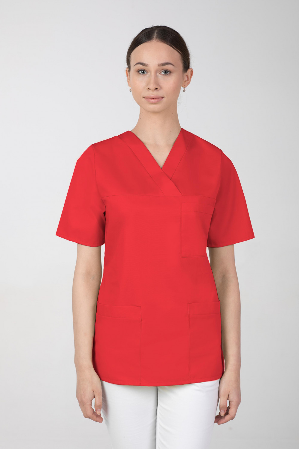 M-074 Bluza damska medyczna fartuch  kolor czerwony
