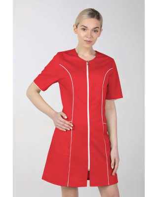M-173C Fartuch damski medyczny sukienka medyczna na zamek kolor czerwony
