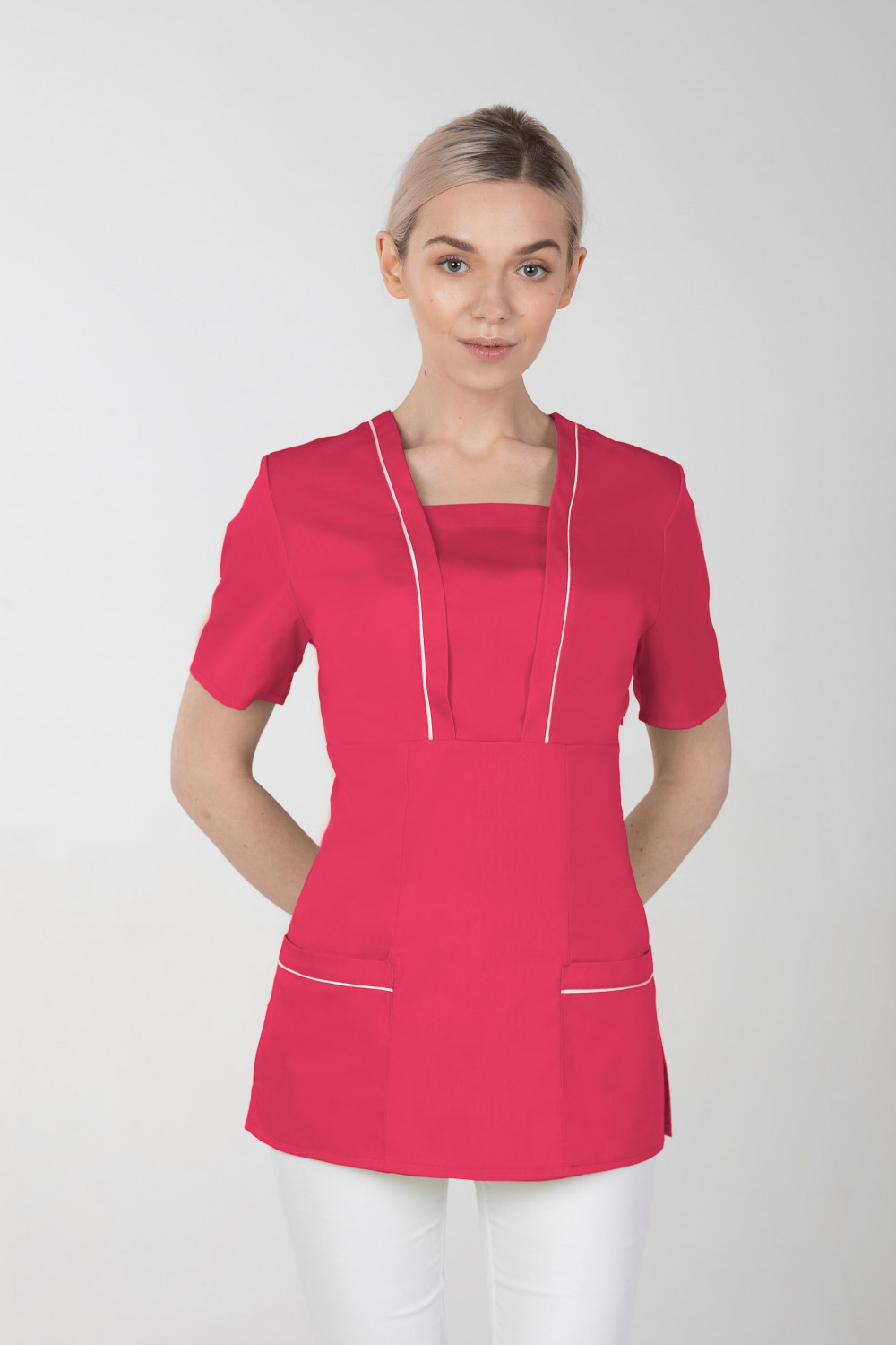 M-054X Elastyczna bluza damska medyczna kosmetyczna fartuch uniform kolor amarant