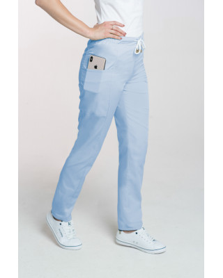 M-200X Elastyczne spodnie damskie medyczne kosmetyczne na sznurku błękit