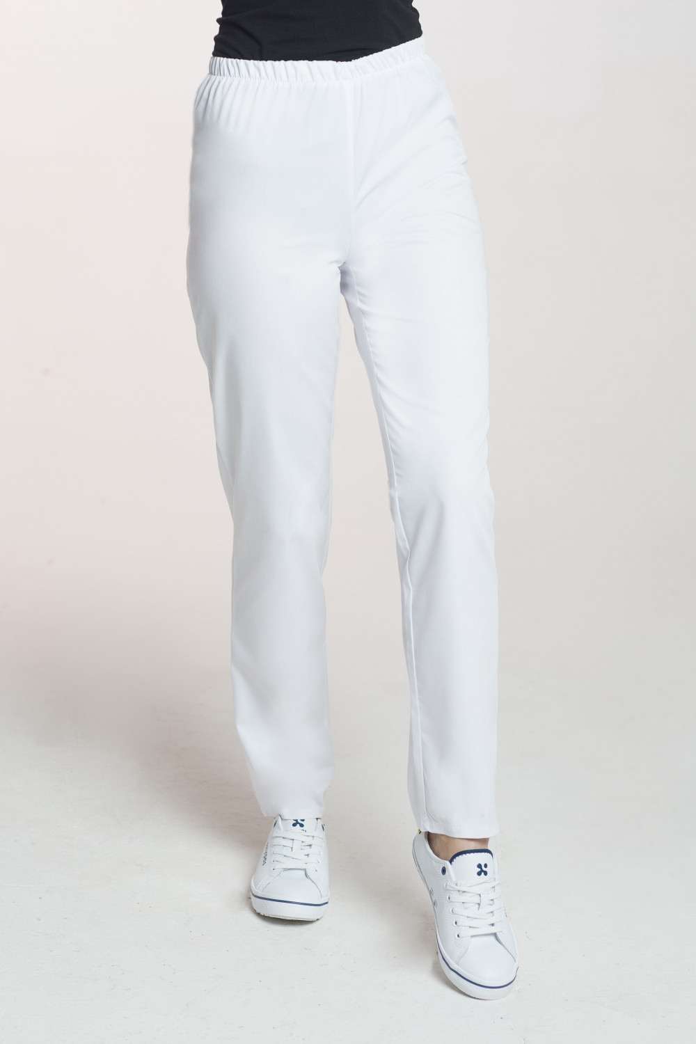 M-086X Elastyczne spodnie medyczne damskie biały