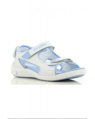 Buty damskie medyczne OLGA kolor biały z błękitem