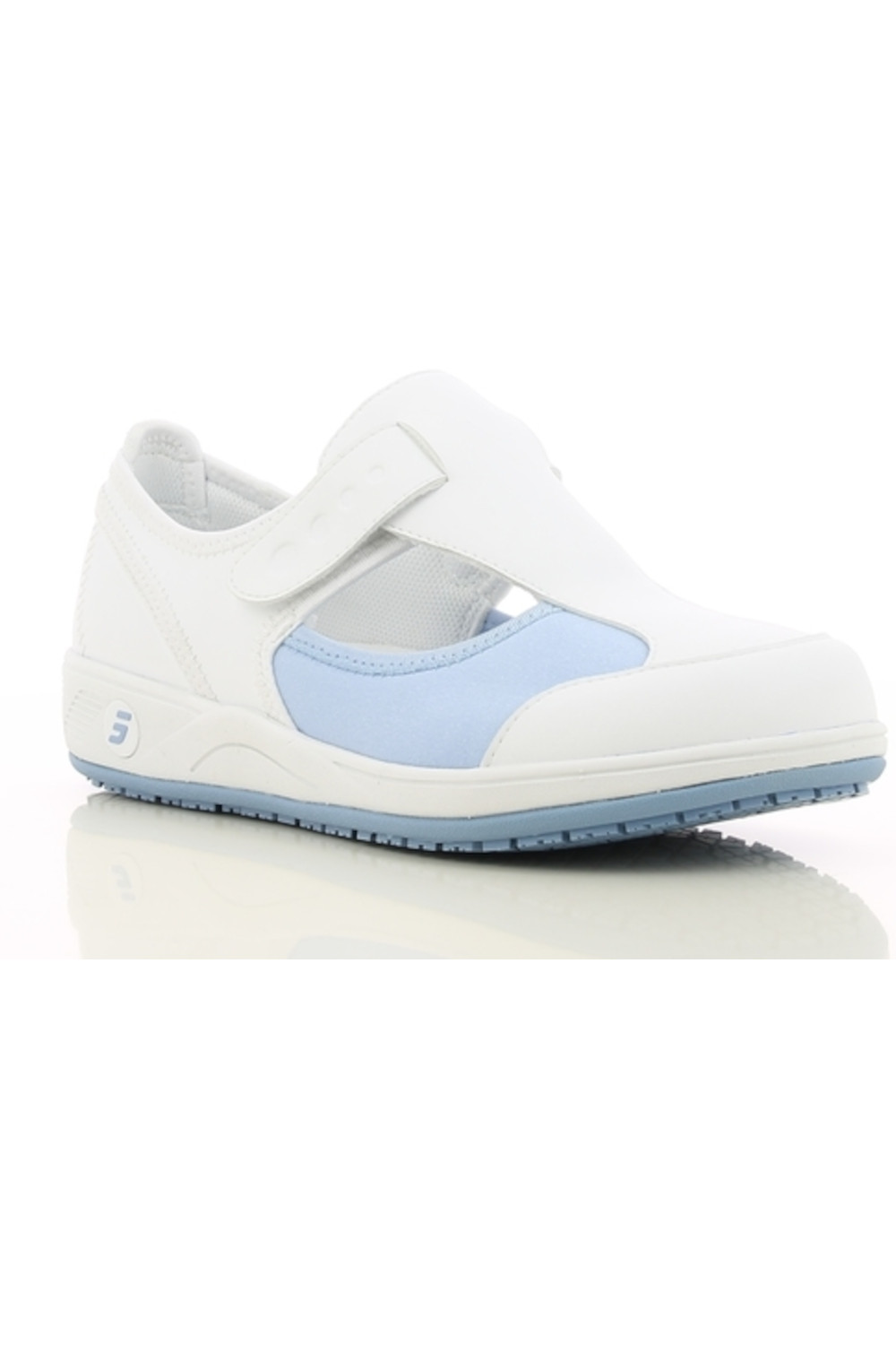 Buty damskie CAMILLE obuwie medyczne kolor biały z błękitem