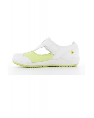 Buty damskie CAMILLE obuwie medyczne kolor biały z limonką