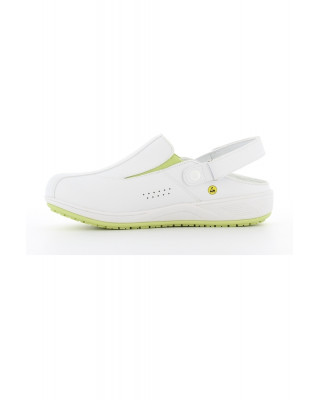 Buty damskie CARINNE obuwie medyczne kolor biały z limonką