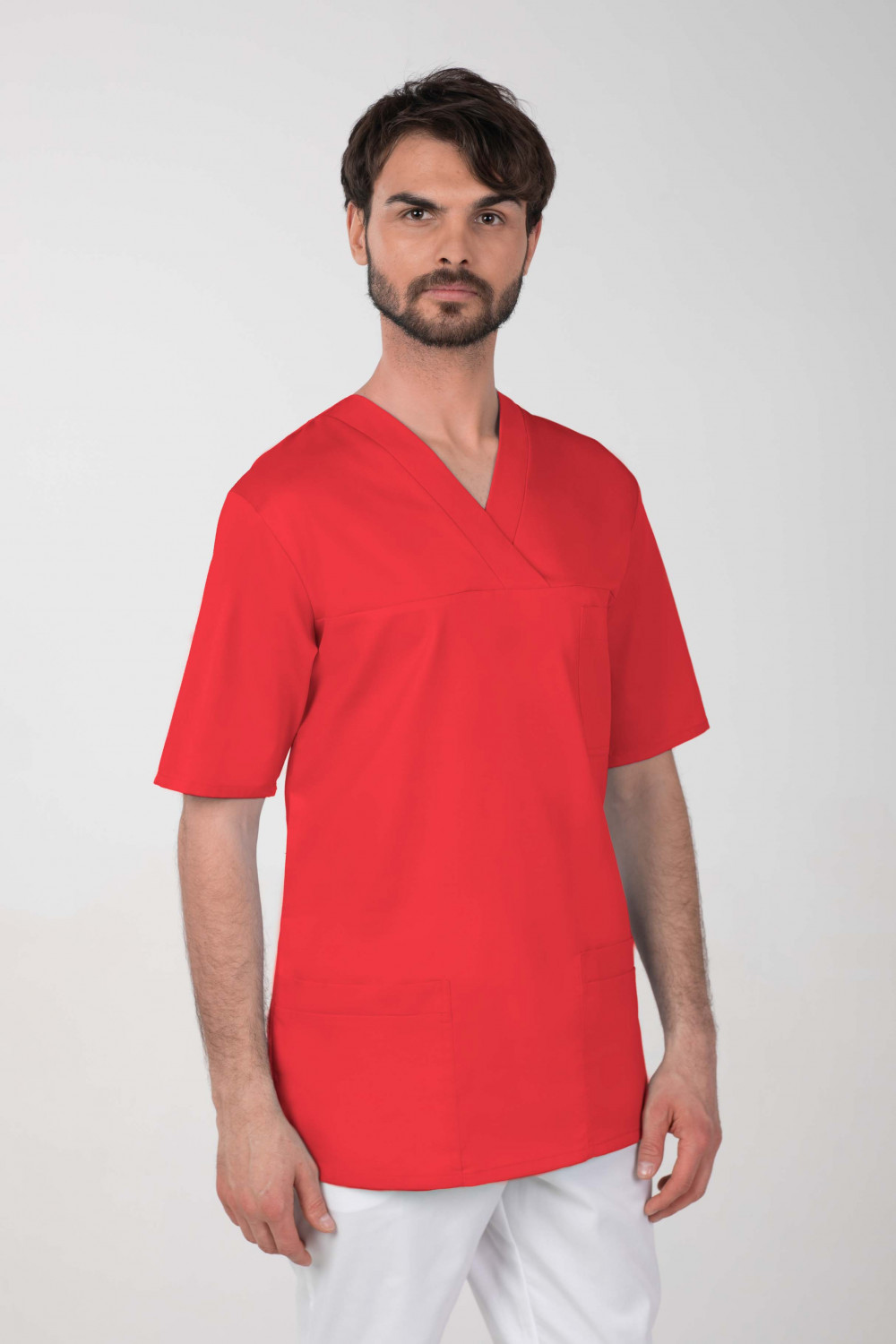 M-074C Bluza medyczna chirurgiczna męska czerwony