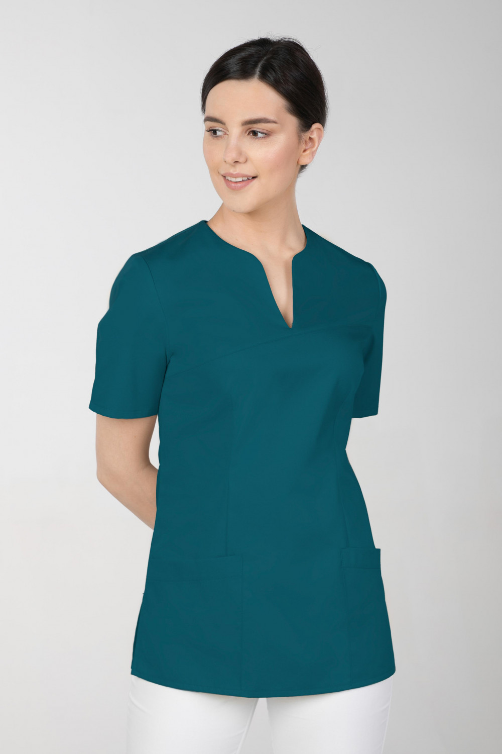 M-323X Bluza damska medyczna elastyczna kosmetyczna kolor ciemna zieleń