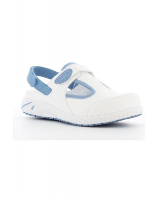 Buty damskie CARLY obuwie medyczne kolor biały z błękitem