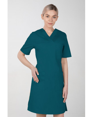 M-076FX Sukienka damska elastyczna medyczna fartuch kosmetyczny kolor ciemna zieleń