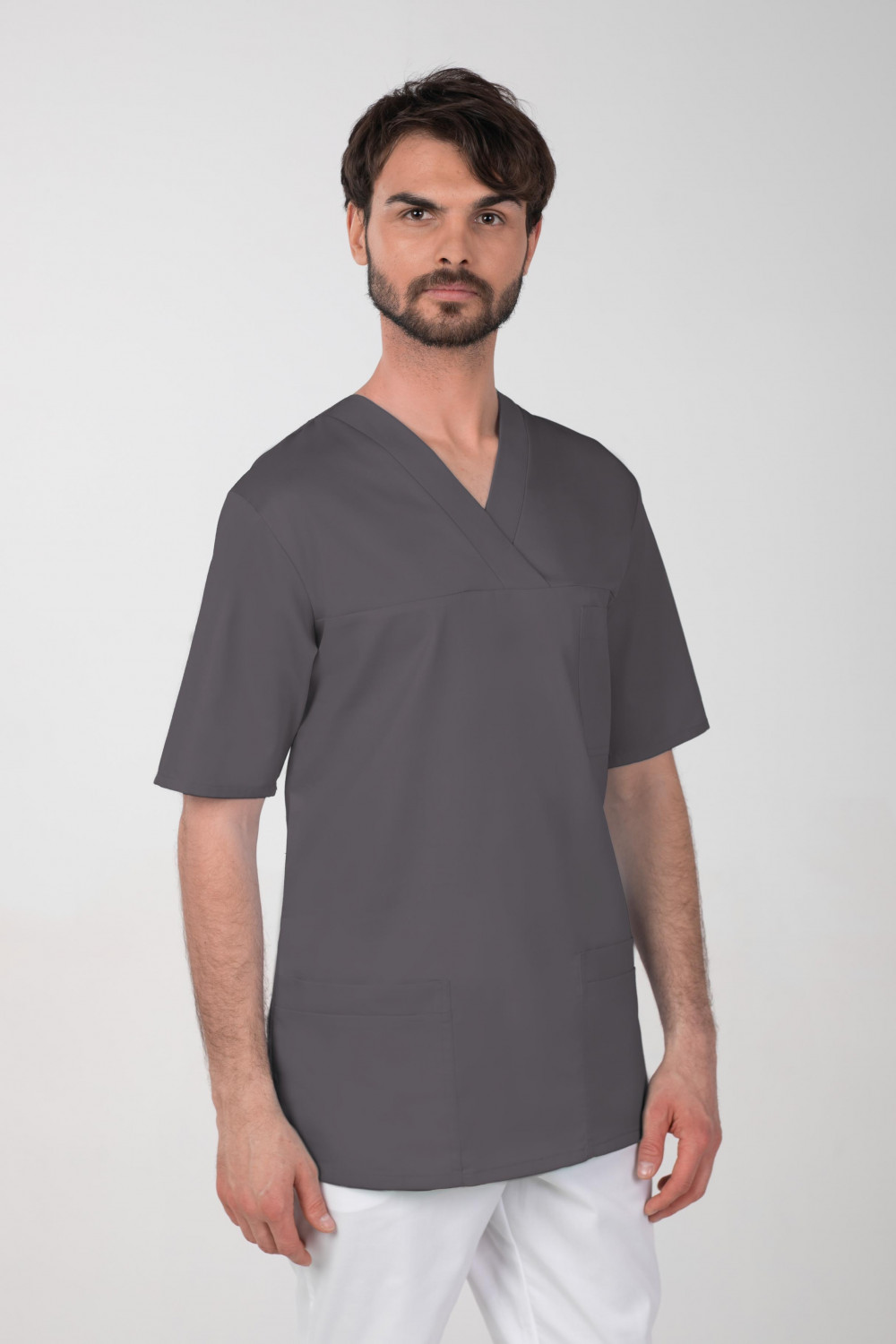 M-074CX Elastyczna bluza medyczna męska chirurgiczna grafit