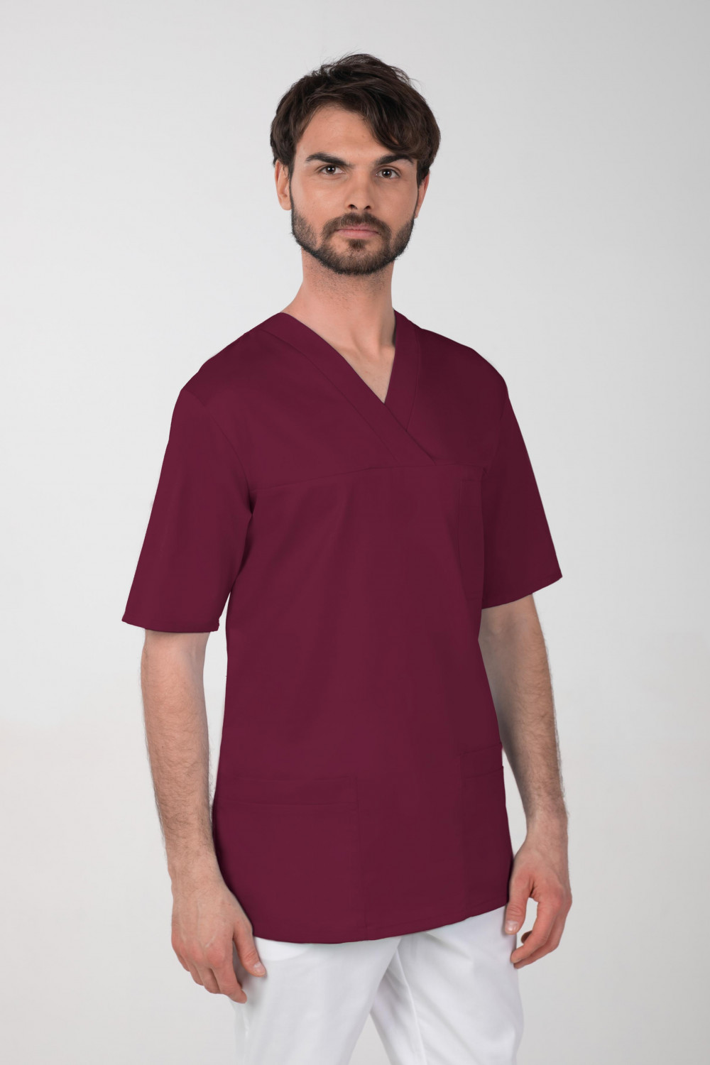M-074CX Elastyczna bluza medyczna męska chirurgiczna wiśnia